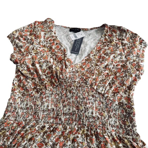 Lane Bryant Womens Floral Print Midi Dress V-Neck Short Sleeve Smocked Waist Siz - Picture 8 of 12